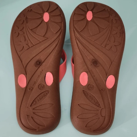 Coral and Brown Okabashi Breeze Women's Flip Flops Size M (6.5-7.5) - Picture 3 of 4